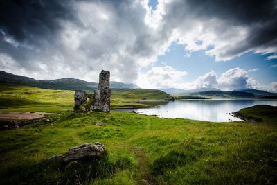 Scenic view of lake against sky
