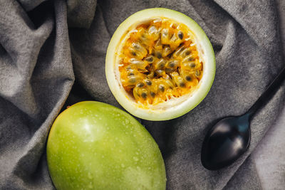 High angle view of fruits in bowl