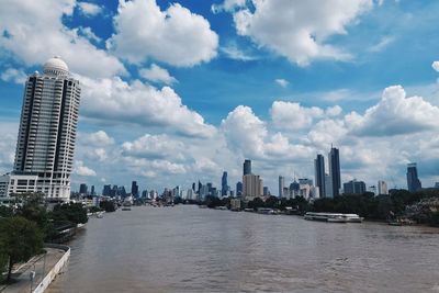 Panoramic view of modern buildings against sky