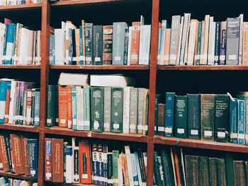 Full frame shot of books in shelf