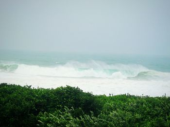 Scenic view of sea against clear sky