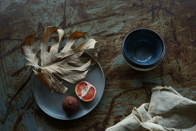 High angle view of food on table