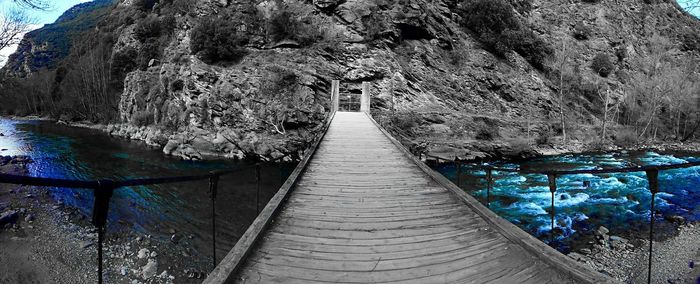 Footbridge with trees in background