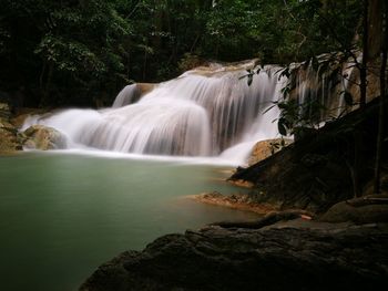 View of waterfall in forest