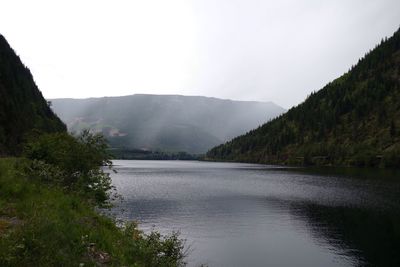 Scenic view of lake and mountains