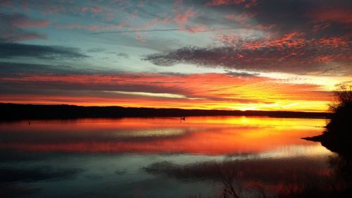 Scenic view of lake at sunset