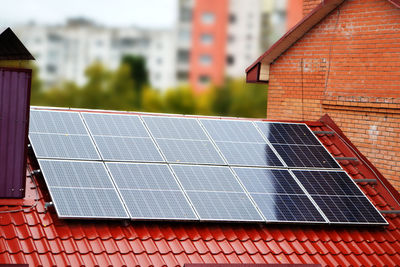 House roof with photovoltaic modules.