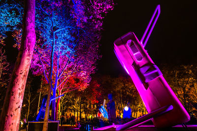 Low angle view of illuminated tree