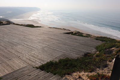 High angle view of beach against sky