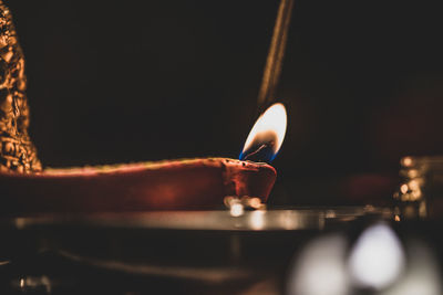 Close-up of illuminated light candle