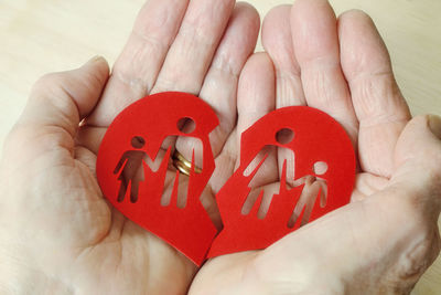 Close-up of hand holding red ring