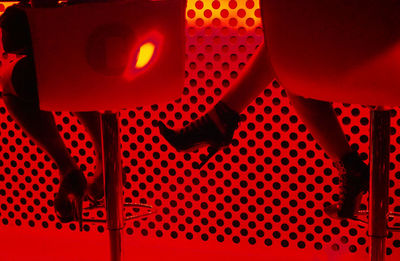 High angle view of red wine on table