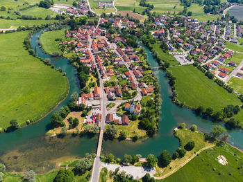 High angle view of townscape