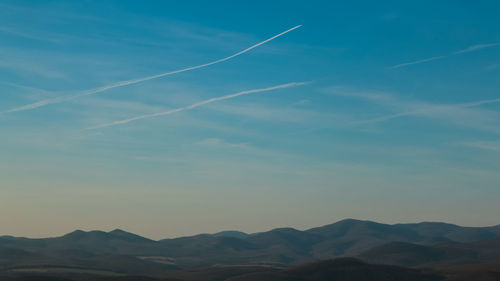 Low angle view of vapor trail in sky