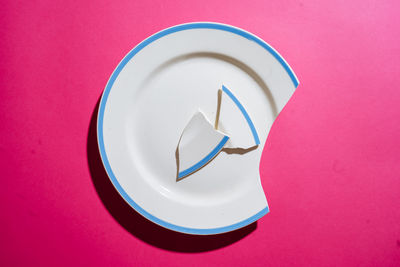 High angle view of bread in plate on table