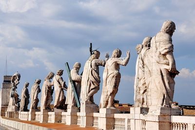 Low angle view of statue against sky