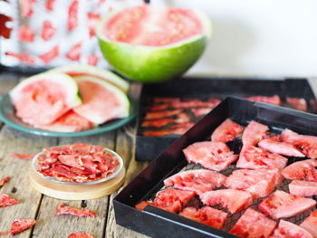 Drying watermelon.the process of preparing sweet treats for future use, 