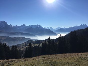 Scenic view of mountains against sky