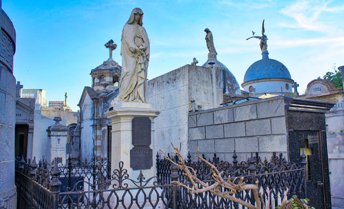 Low angle view of statues on building