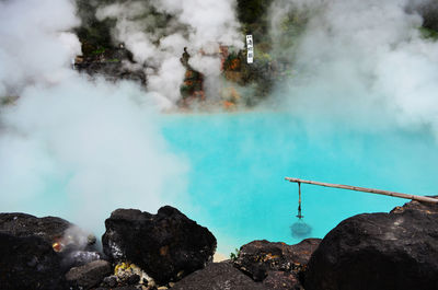 Smoke emitting from geyser