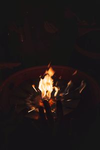 High angle view of bonfire