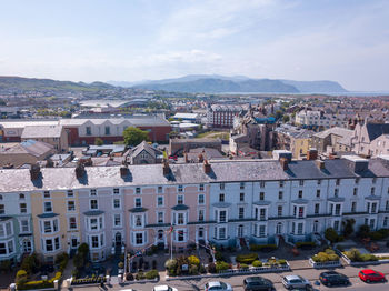 High angle view of townscape against sky