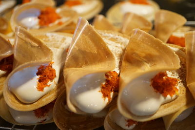 High angle view of breakfast served in plate