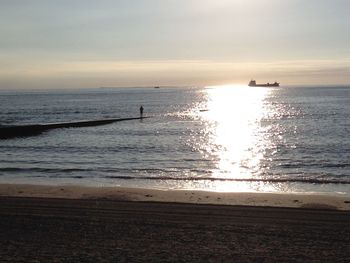 Scenic view of sea at sunset