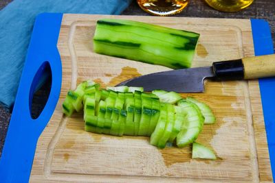 High angle view of vegetables on cutting board