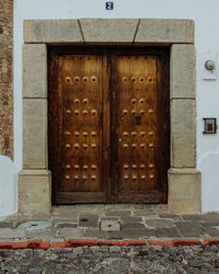 Closed door of old building