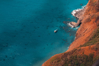 Helicopter view of beach against sky at night