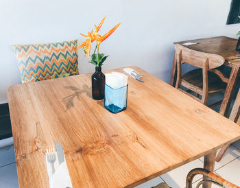 Potted plant on table at home