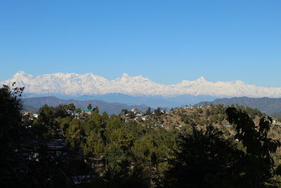 Scenic view of mountains against clear sky