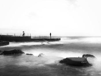 Scenic view of sea against clear sky