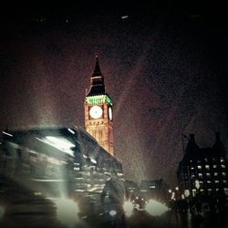 View of illuminated city at night