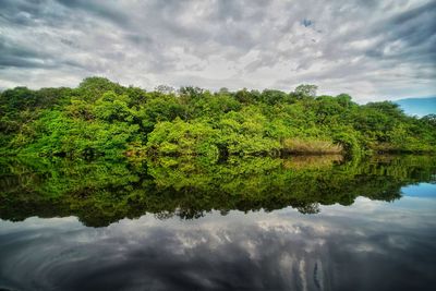 Scenic view of lake against sky