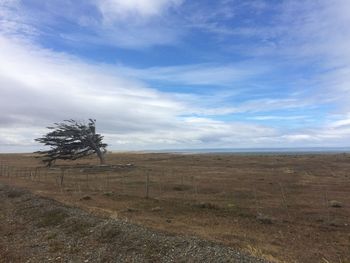 Scenic view of land against sky