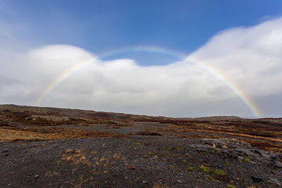 Scenic view of rainbow against sky