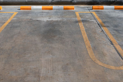 High angle view of road marking on street