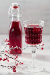 Homemade infused vodka, tincture or liqueur of red cherry