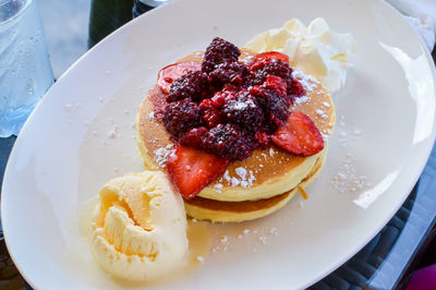 Close-up of served in plate