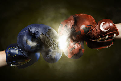 Close up of boxing gloves