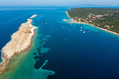 Aerial view of premuda island, the adriatic sea in croatia