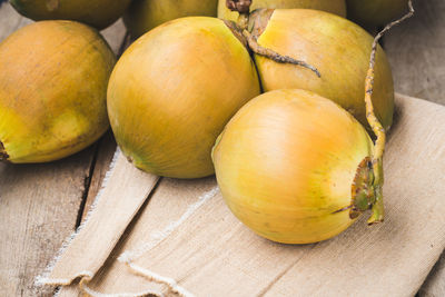 High angle view of fruits on table