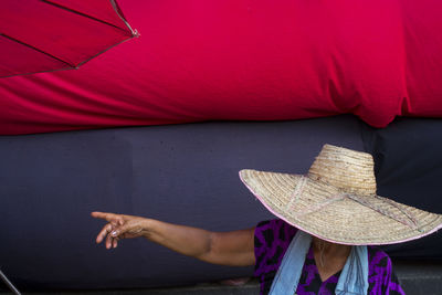 Woman lying on sofa