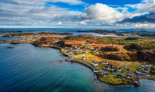 High angle view of sea against sky