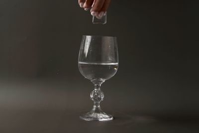 Close-up of wine glass on table