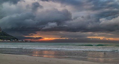 Scenic view of sea against cloudy sky