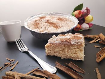 Close-up of dessert in plate on table