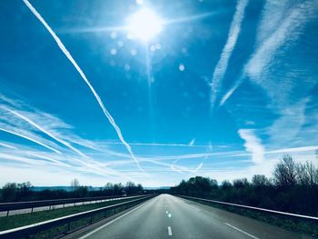 View of road against blue sky